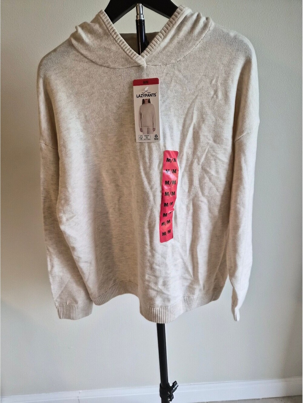 Lazypants Women's Beige Hooded Pullover Sweater Medium 0045